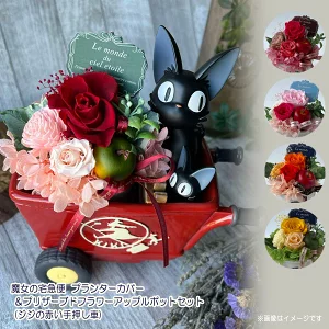 ジブリ グッズ 魔女の宅急便　プランター＆プリザーブドフラワーアップルポットセット(ジジの赤い手押し車) ジブリ グッズ ジブリサマー ジジ カーネーション　クリスマスプレゼント