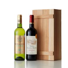 フランスボルドー金賞受賞紅白ワイン2本セット（木箱入）