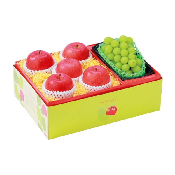 青森県産 蜜入りサンふじりんごとシャインマスカットセット(お届け期間：11/25〜12/28)【冬の贈りもの・お歳暮】