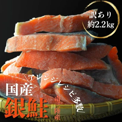 [宮城県産]訳あり 銀鮭 切身 国産 約2.2kg 無塩 南三陸産 宮城県 不揃い 鮭 さけ サケ シャケ サーモン 銀鮭切り身 鮭切身 切り身 冷凍 家庭用 訳アリ わけあり おかず 弁当 魚 海鮮 塩焼き ムニエル 南三陸ホテル観洋 お歳暮