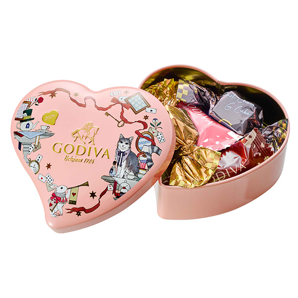 ゴディバ G キューブ & G クリスピー ハート缶 チョコレート6粒入【お届け期間：1月15日〜2月21日】【バレンタイン】